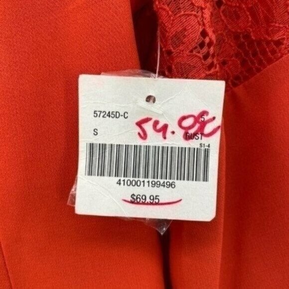 Altar'd State Orange Lace Bell Sleeves Scoop Neck Cotton Small Sheath Dress NWT - Picture 6 of 11